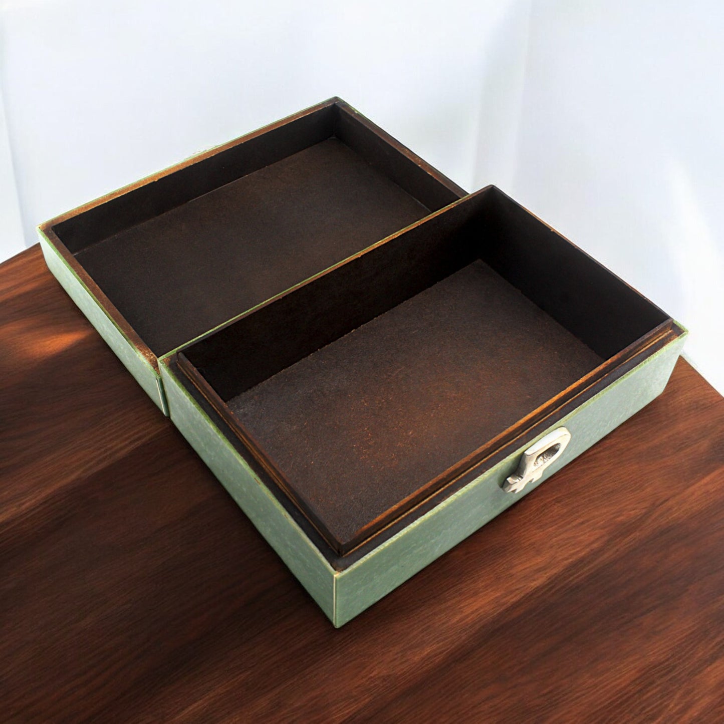 Handmade Green Resin Trinket Box – Rectangular with Rough Design, Stylish and Unique Storage Solution