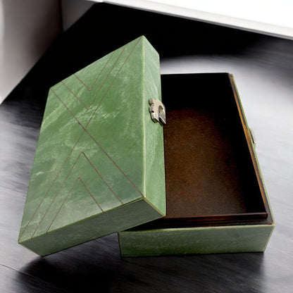 Handmade Green Resin Trinket Box – Rectangular with Rough Design, Stylish and Unique Storage Solution