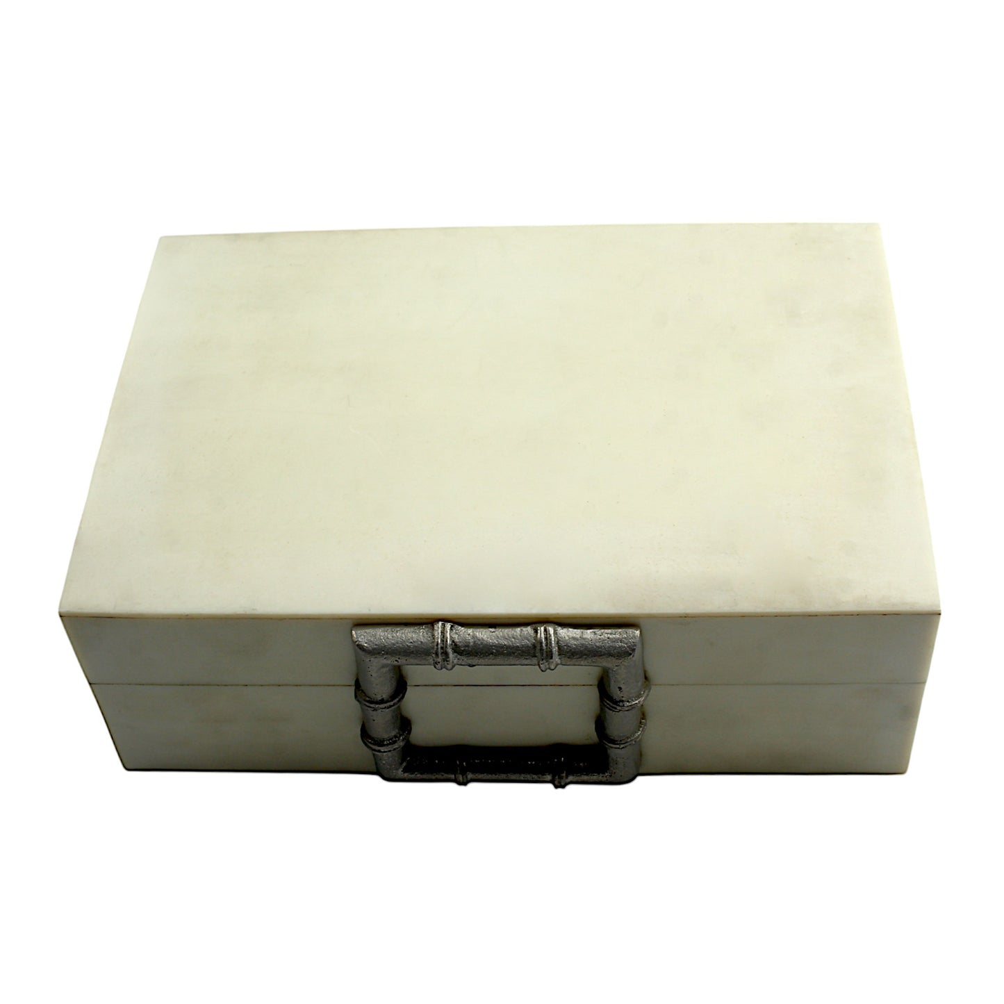 Handmade White Resin Trinket Box – Rectangular with Plain Design, Elegant Storage Solution