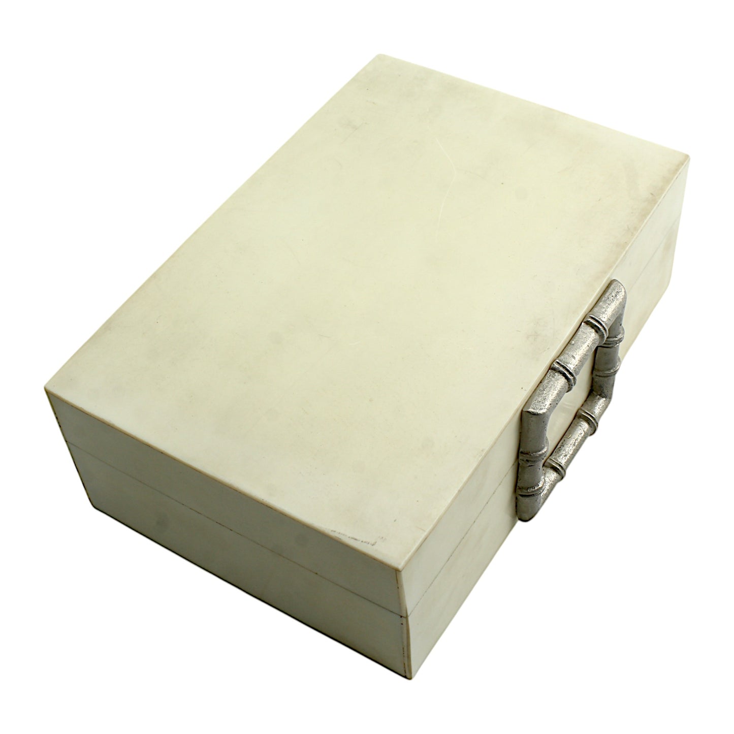 Handmade White Resin Trinket Box – Rectangular with Plain Design, Elegant Storage Solution