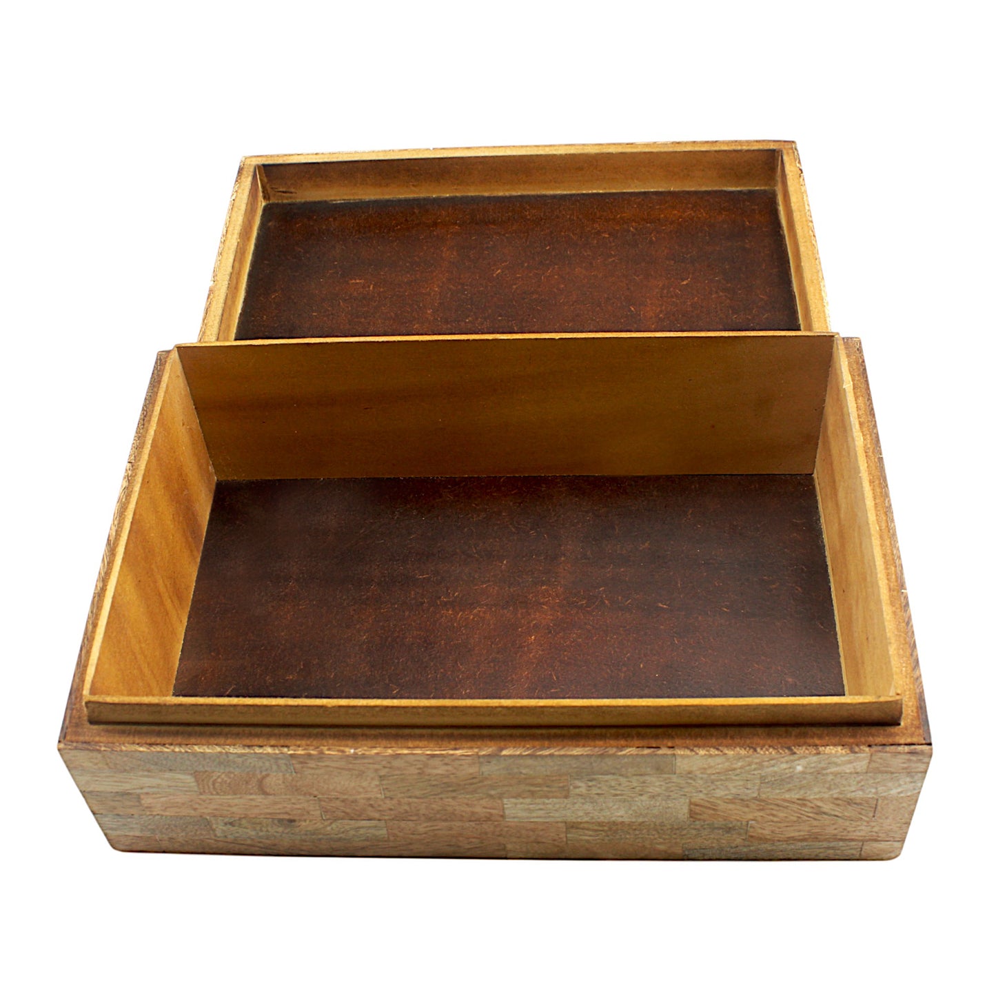 Handmade Black, White & Blue Resin and Wood Trinket Box – Rectangular with Contemporary Design, Chic Storage Solution