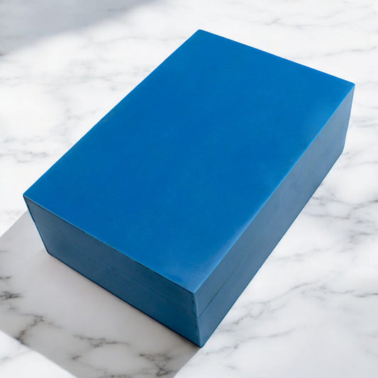 Handmade Blue Resin Trinket Box – Rectangular with Plain Design, Elegant and Minimalist Storage