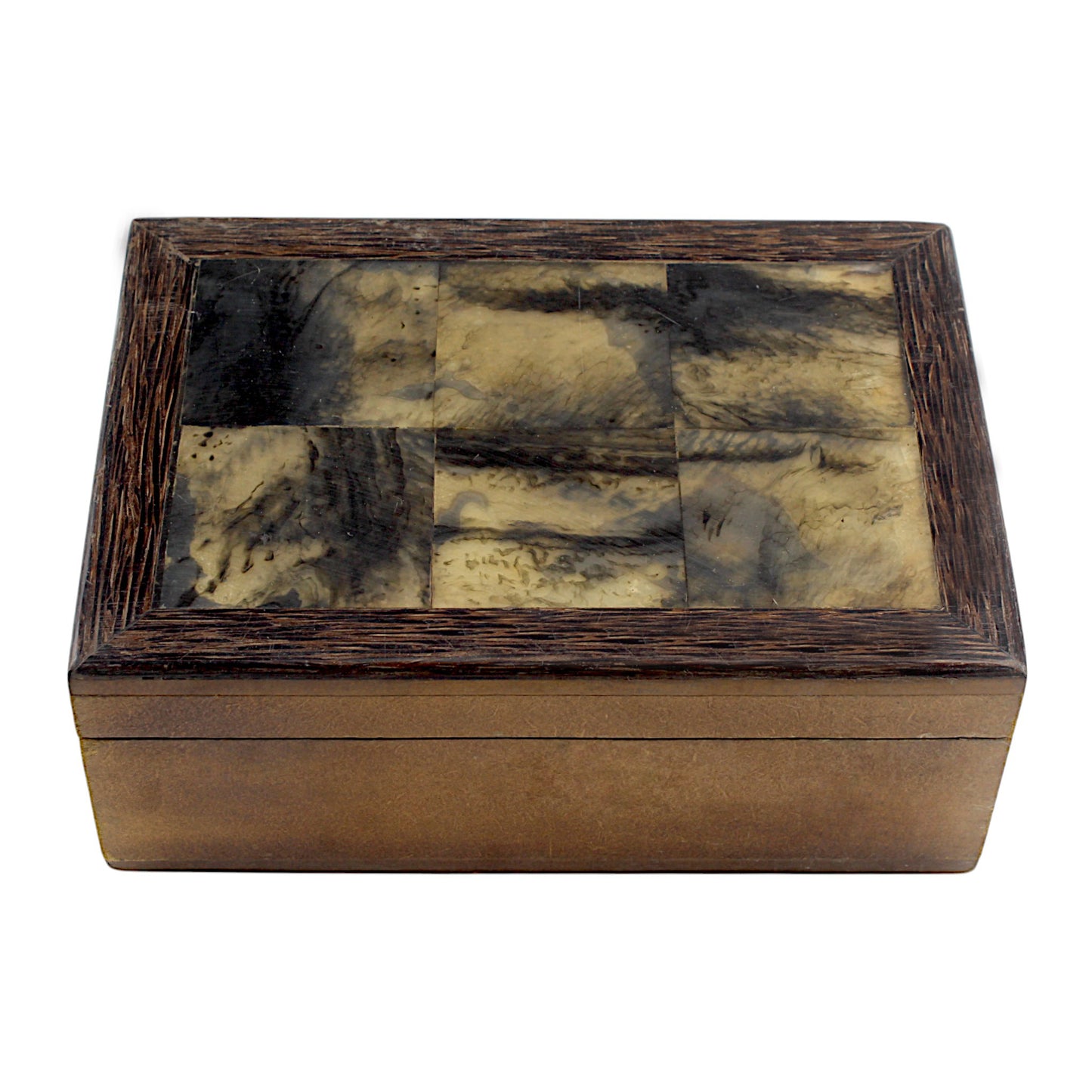 Handmade Brown Bone Trinket Box – Rectangular with Wild Design, Bold and Unique Storage Solution