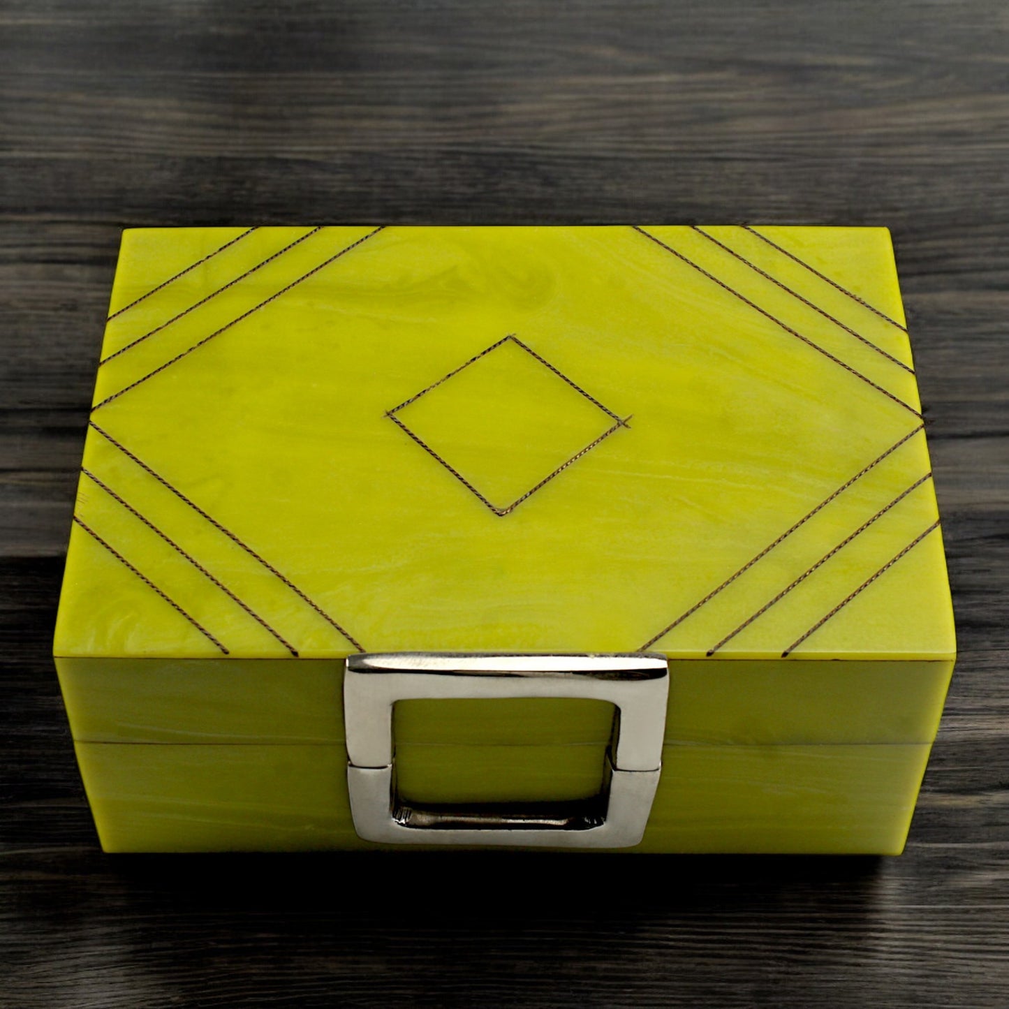 Handmade Green Resin Trinket Box – Rectangular with Rough Plain Design, Elegant and Durable Storage Solution