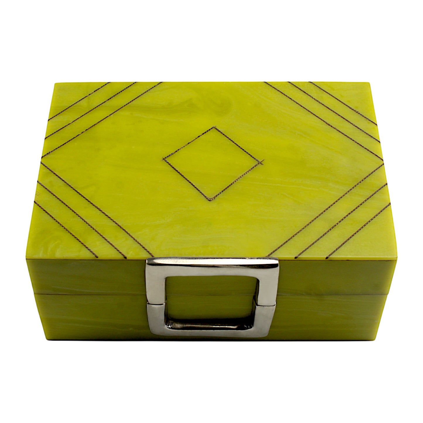 Handmade Green Resin Trinket Box – Rectangular with Rough Plain Design, Elegant and Durable Storage Solution