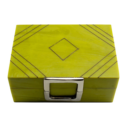 Handmade Green Resin Trinket Box – Rectangular with Rough Plain Design, Elegant and Durable Storage Solution