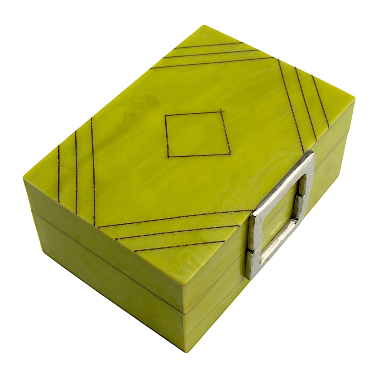 Handmade Green Resin Trinket Box – Rectangular with Rough Plain Design, Elegant and Durable Storage Solution