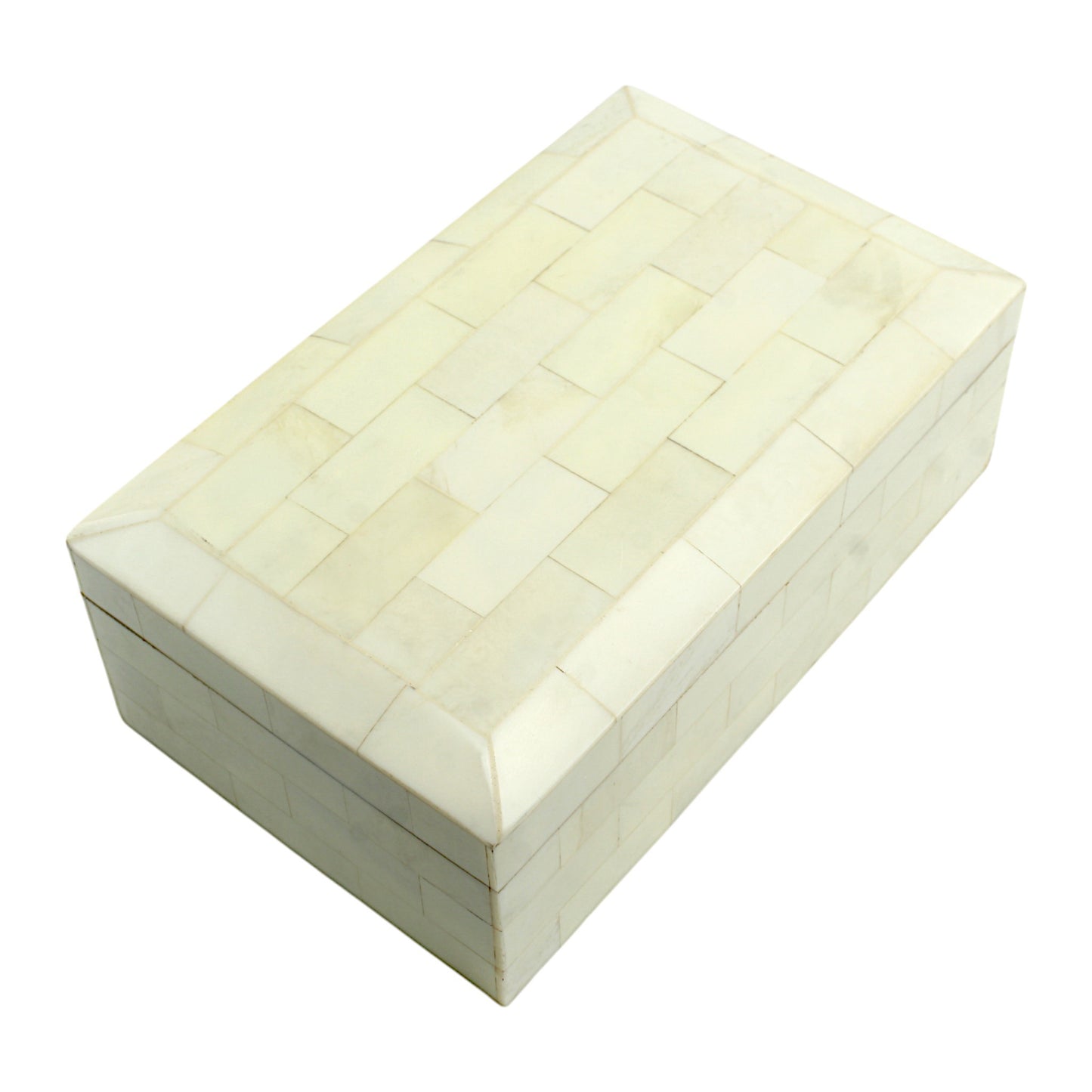 Handmade White Bone Trinket Box – Rectangular with Plain Design, Elegant Storage for Jewelry & Keepsakes