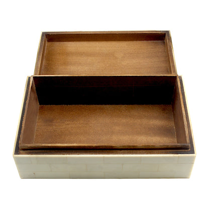 Handmade White Bone Trinket Box – Rectangular with Plain Design, Elegant Storage for Jewelry & Keepsakes