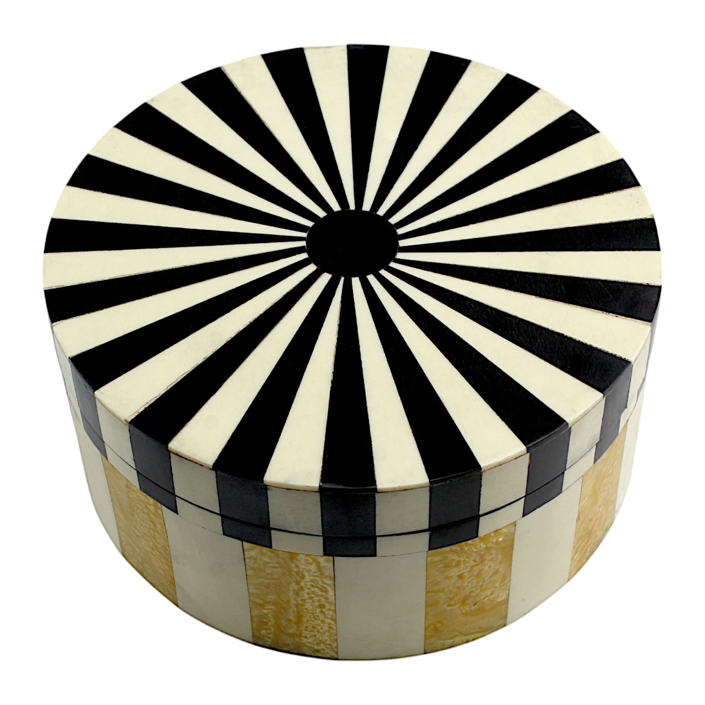 Handmade Black, White & Yellow Bone Trinket Box – Rectangular with Contemporary Design, Elegant Storage Solution