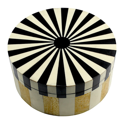 Handmade Black, White & Yellow Bone Trinket Box – Rectangular with Contemporary Design, Elegant Storage Solution