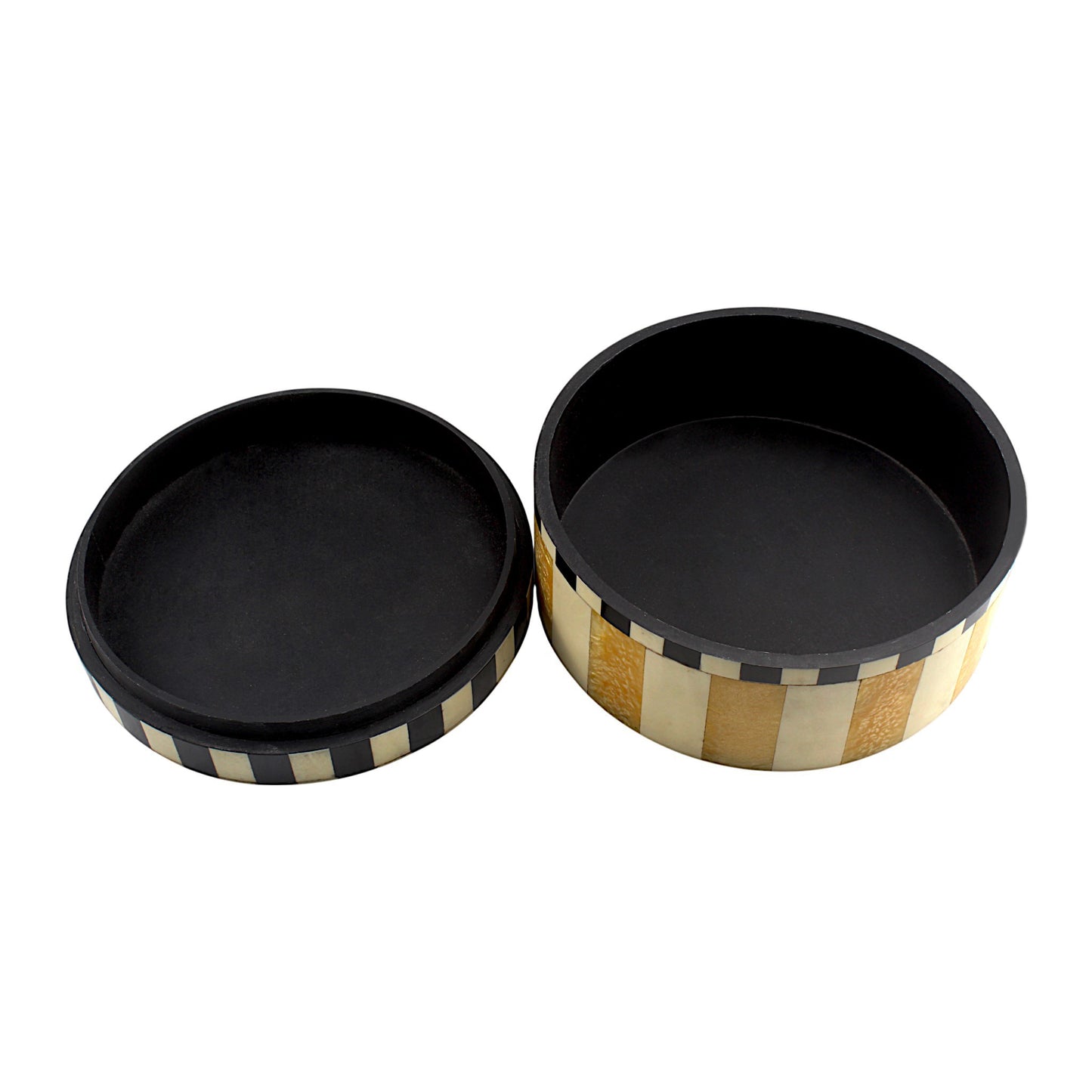Handmade Black, White & Yellow Bone Trinket Box – Rectangular with Contemporary Design, Elegant Storage Solution