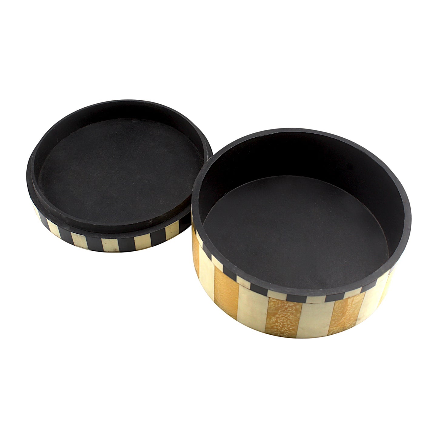 Handmade Black, White & Yellow Bone Trinket Box – Rectangular with Contemporary Design, Elegant Storage Solution