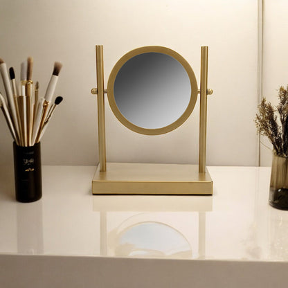 A Round Vanity Mirror in Metal Frame