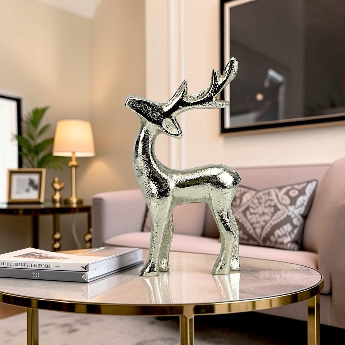Aluminum Christmas Deer Set | Golden Holiday Decor