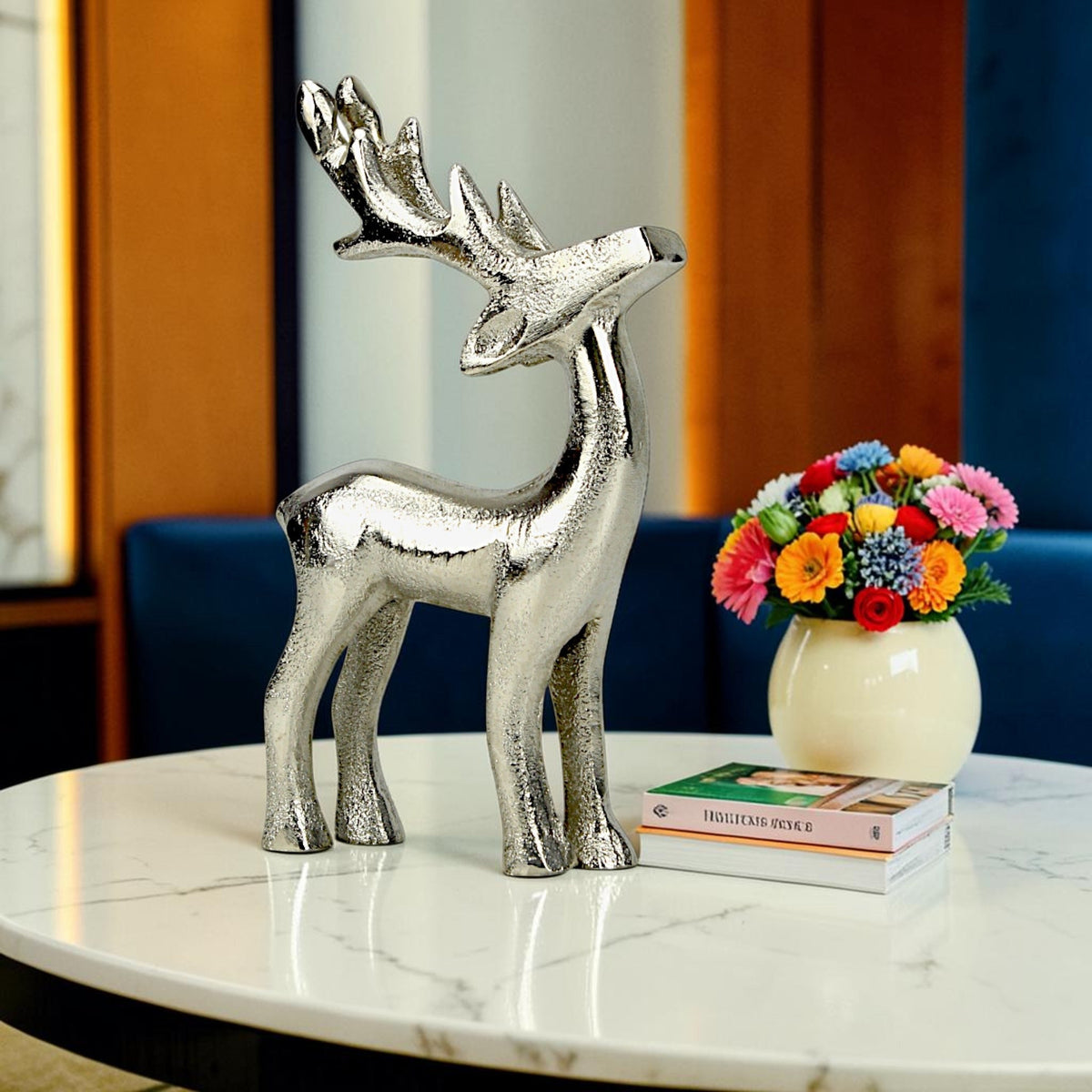 Aluminum Christmas Deer Set | Golden Holiday Decor