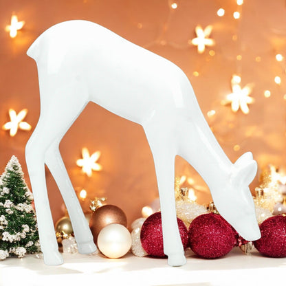 Aluminum Deer Decor | White Holiday Showpiece | Hind Decor