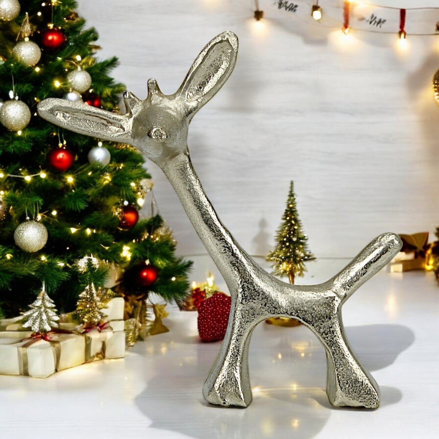 Aluminum Standing Deer | Golden Christmas Decor