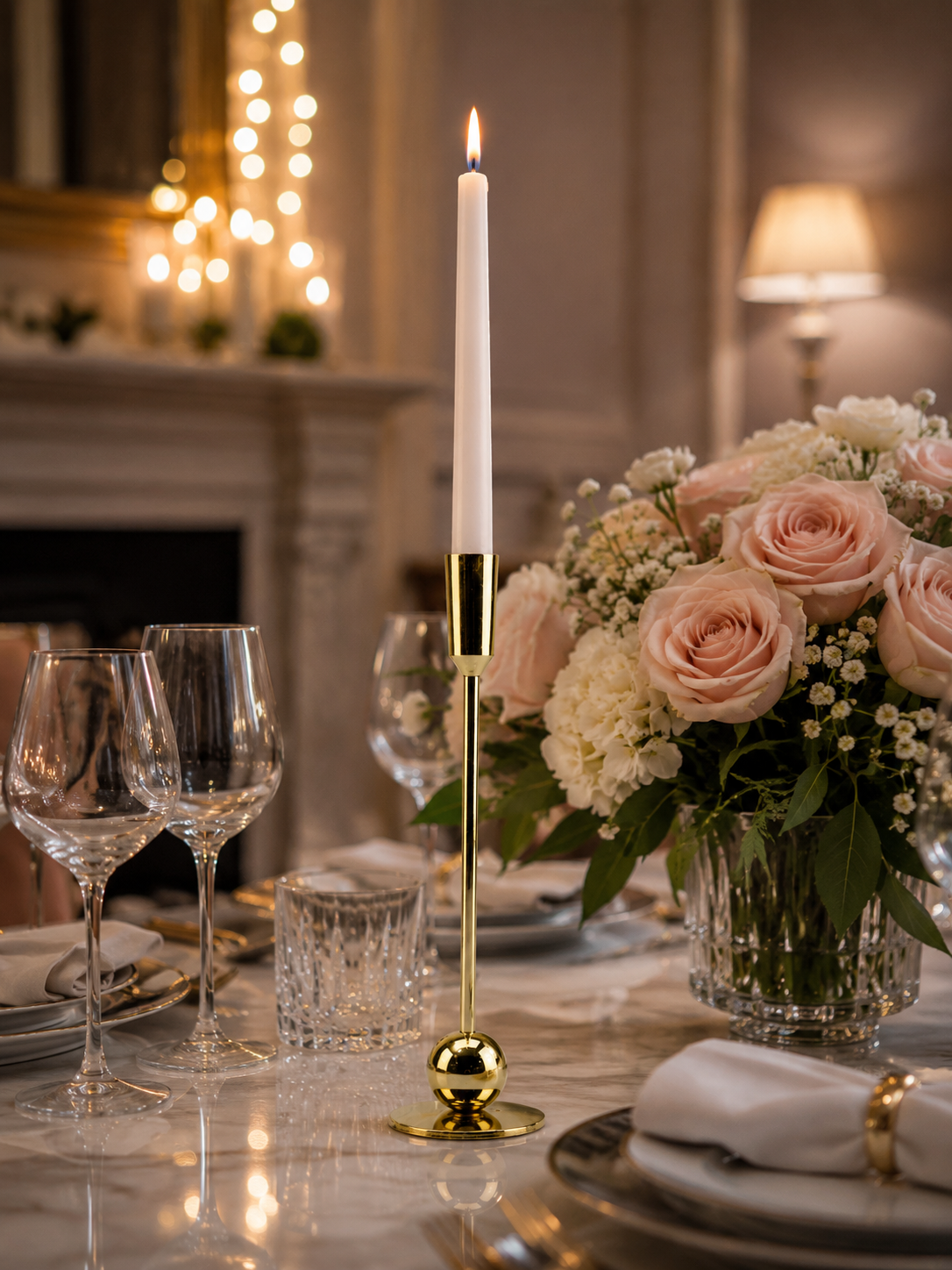 Sleek Gold: Modern Aluminum Large Candle Holder | Chic Home Decor Accent