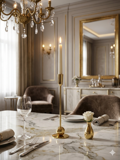 Sleek Gold: Modern Aluminum Large Candle Holder | Chic Home Decor Accent