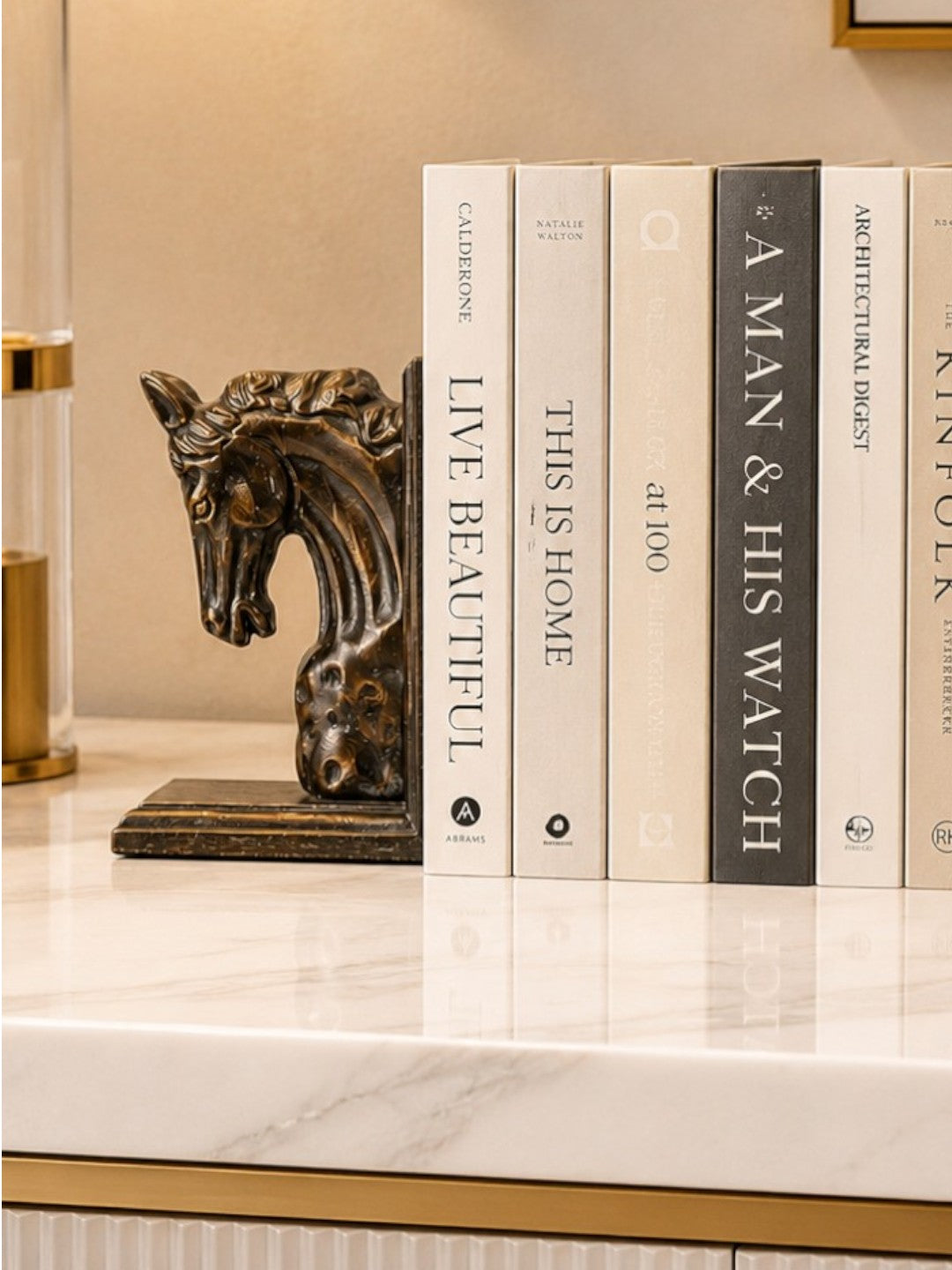 Bronze Elegance: Aluminium Horse Head Sculpture Bookend