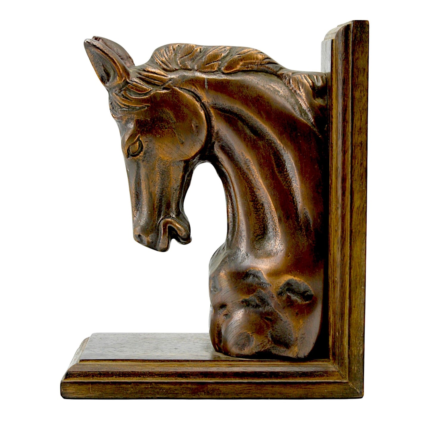 Bronze Elegance: Aluminium Horse Head Sculpture Bookend