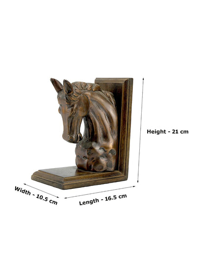 Bronze Elegance: Aluminium Horse Head Sculpture Bookend