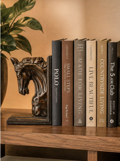 Bronze Elegance: Aluminium Horse Head Sculpture Bookend
