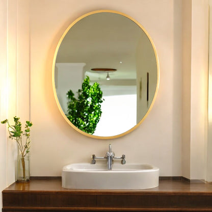 Elegant Oval Shape Mirror with Sleek Metal Frame