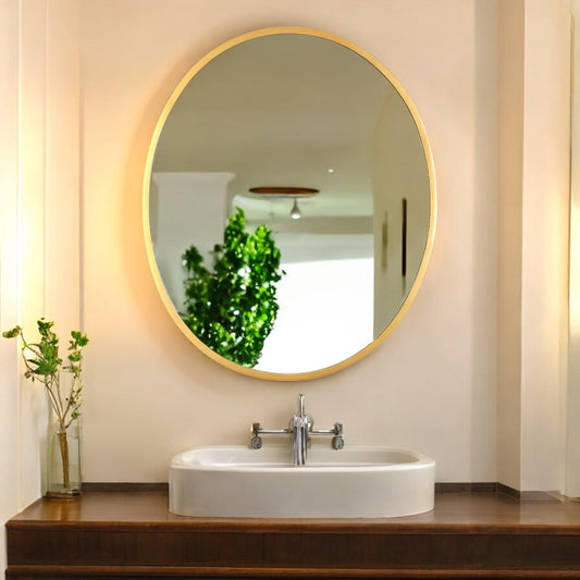 Elegant Oval Shape Mirror with Sleek Metal Frame