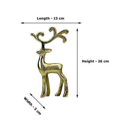 Golden Reindeer Showpiece – Aluminium Modern Decorative Table Accent for Living Room, Office & Christmas Décor (26 cm Height)