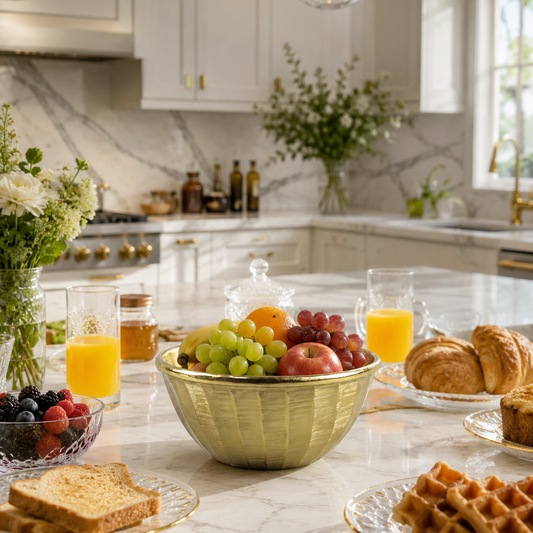 Elegant Handcrafted Round Decor Serving Bowl: Timeless Tableware Accent