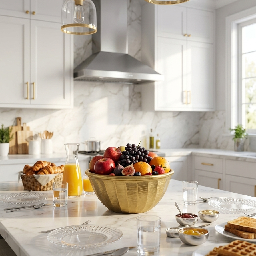 Elegant Handcrafted Round Decor Serving Bowl: Timeless Tableware Accent