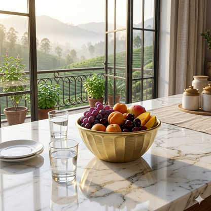 Elegant Handcrafted Round Decor Serving Bowl: Timeless Tableware Accent