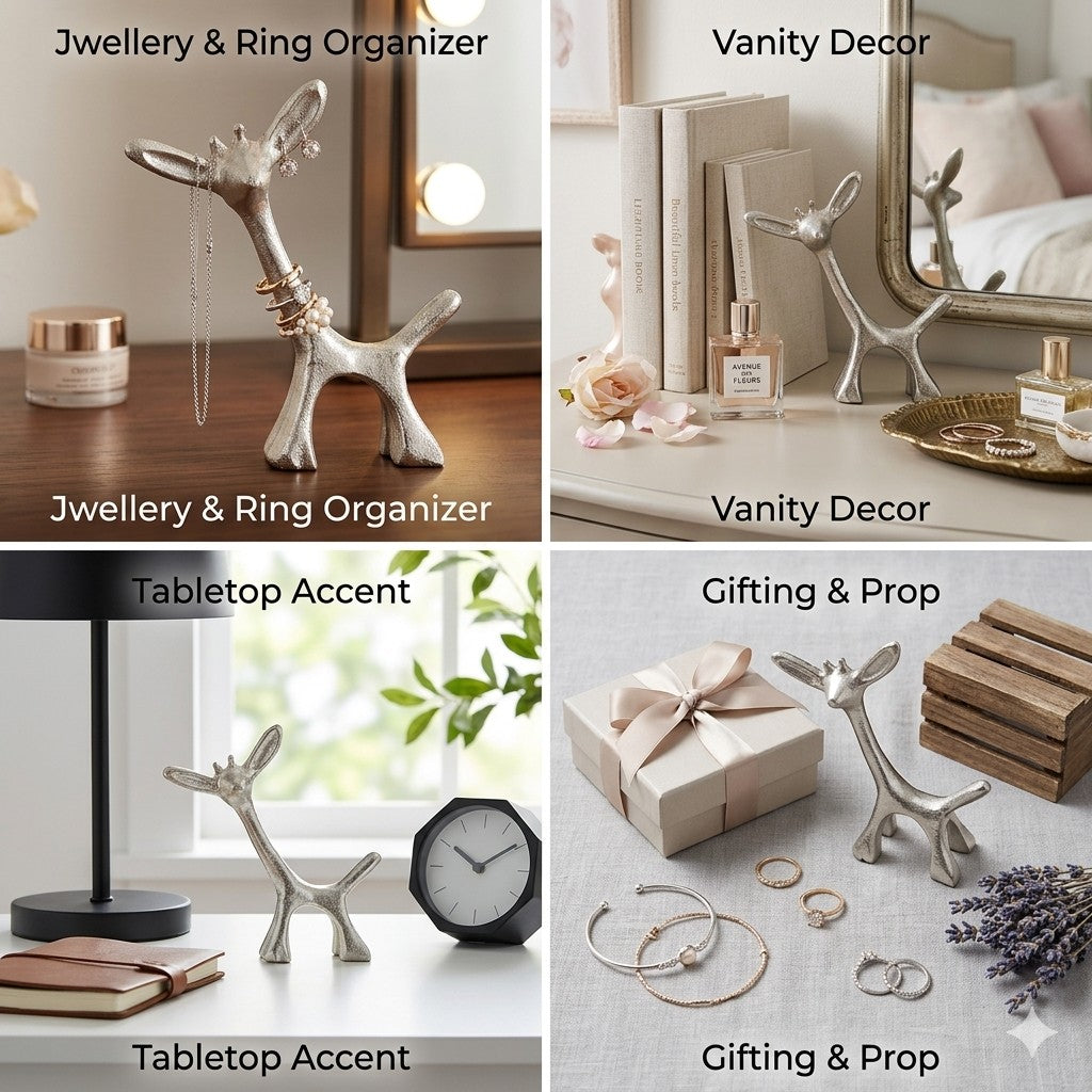 Golden Aluminum Handcrafted Christmas Minimalistic Standing Deer – Elegant Holiday Decor | Hind Decor