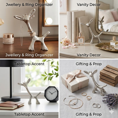 Golden Aluminum Handcrafted Christmas Minimalistic Standing Deer – Elegant Holiday Decor | Hind Decor