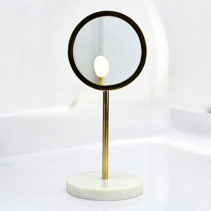 A Round Vanity Mirror on Marble Base