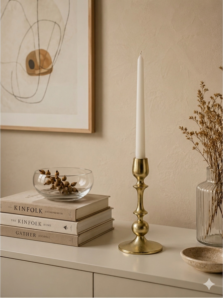 Radiant Waterdrop: Golden Aluminum Small Candle Holder | Elegant Home Accent