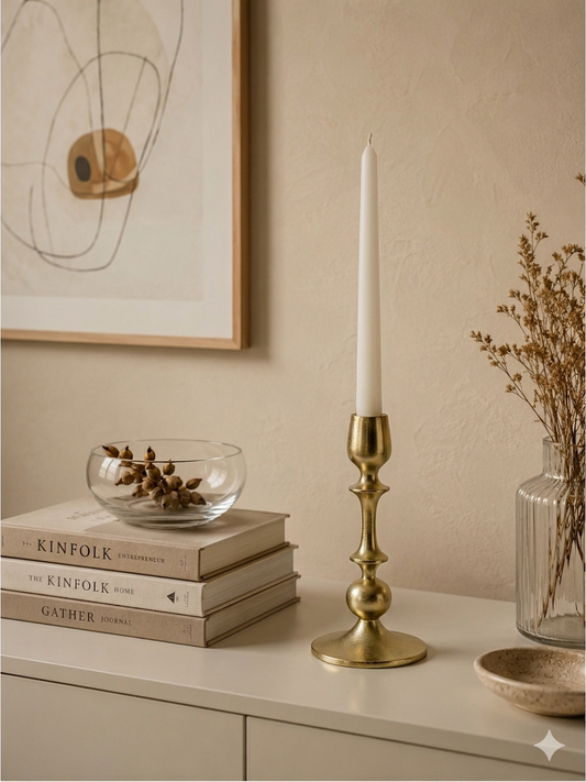 Radiant Waterdrop: Golden Aluminum Small Candle Holder | Elegant Home Accent