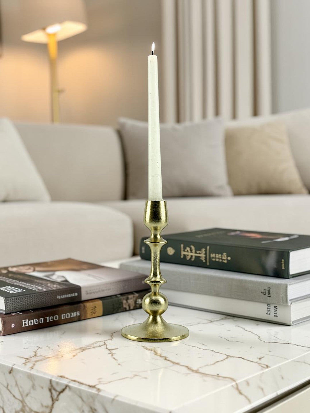 Radiant Waterdrop: Golden Aluminum Small Candle Holder | Elegant Home Accent