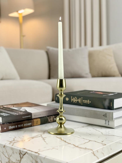 Radiant Waterdrop: Golden Aluminum Small Candle Holder | Elegant Home Accent