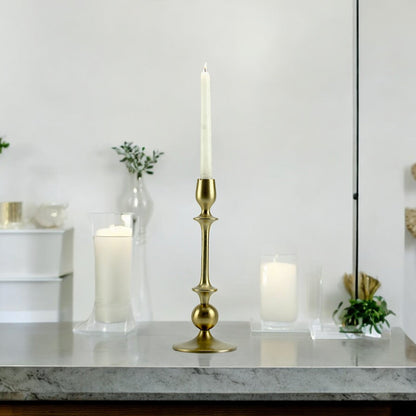 Gleaming Gold: Handcrafted Aluminum Large Candle Holder | Luxurious Home Decor