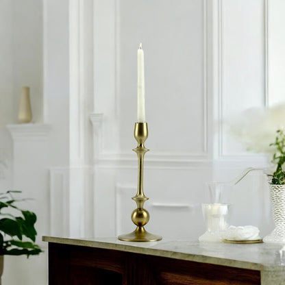Gleaming Gold: Handcrafted Aluminum Large Candle Holder | Luxurious Home Decor