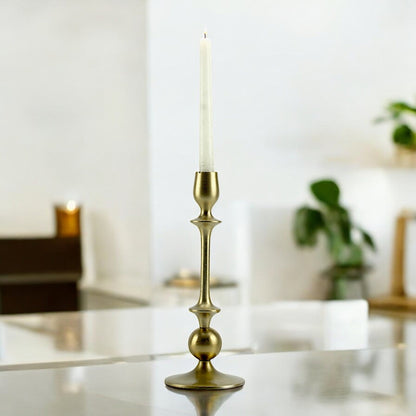Gleaming Gold: Handcrafted Aluminum Large Candle Holder | Luxurious Home Decor