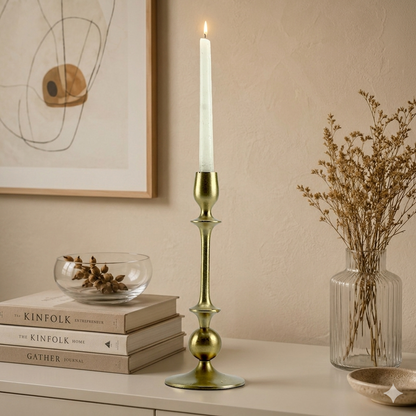 Gleaming Gold: Handcrafted Aluminum Large Candle Holder | Luxurious Home Decor