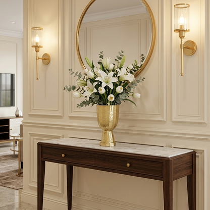 Golden Aluminum Handcrafted Flower Vase: Elegant Home Decor Accent