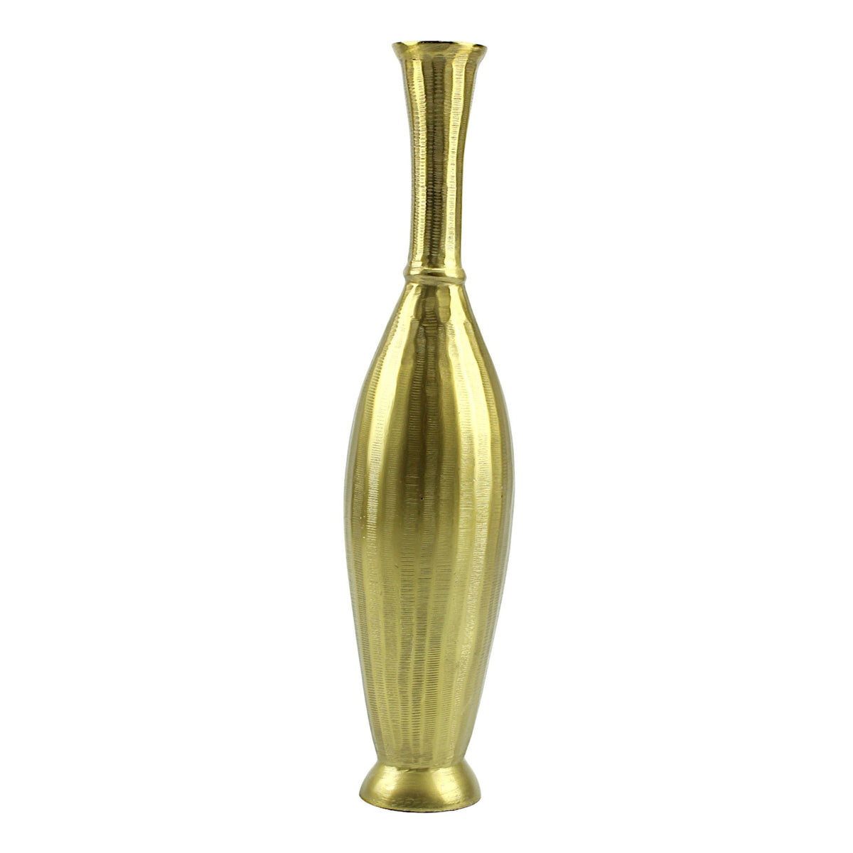 Golden Aluminum Handcrafted Surahi-Shaped Flower Vase: Exquisite Artistry for Home Décor