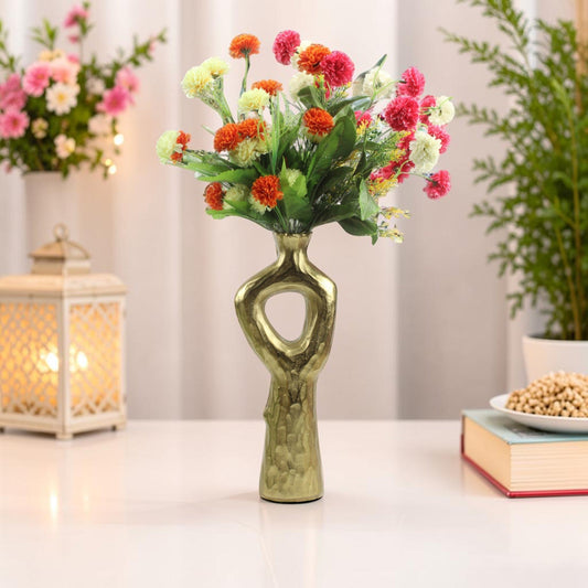 Golden Blossom: Handcrafted Aluminium Flower Vase