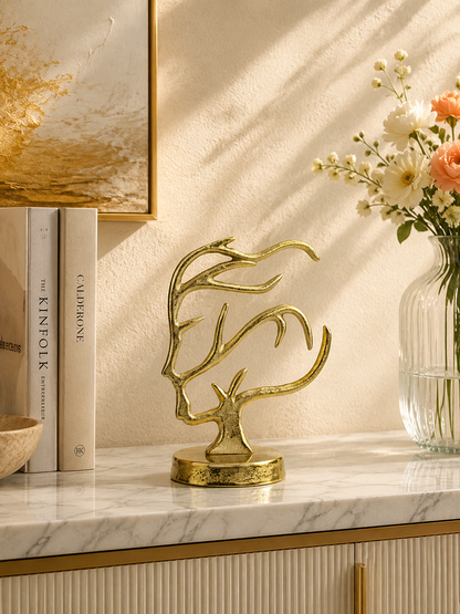 Golden Blossom: Handcrafted Aluminum Girl Artistic Sculpture Ornament