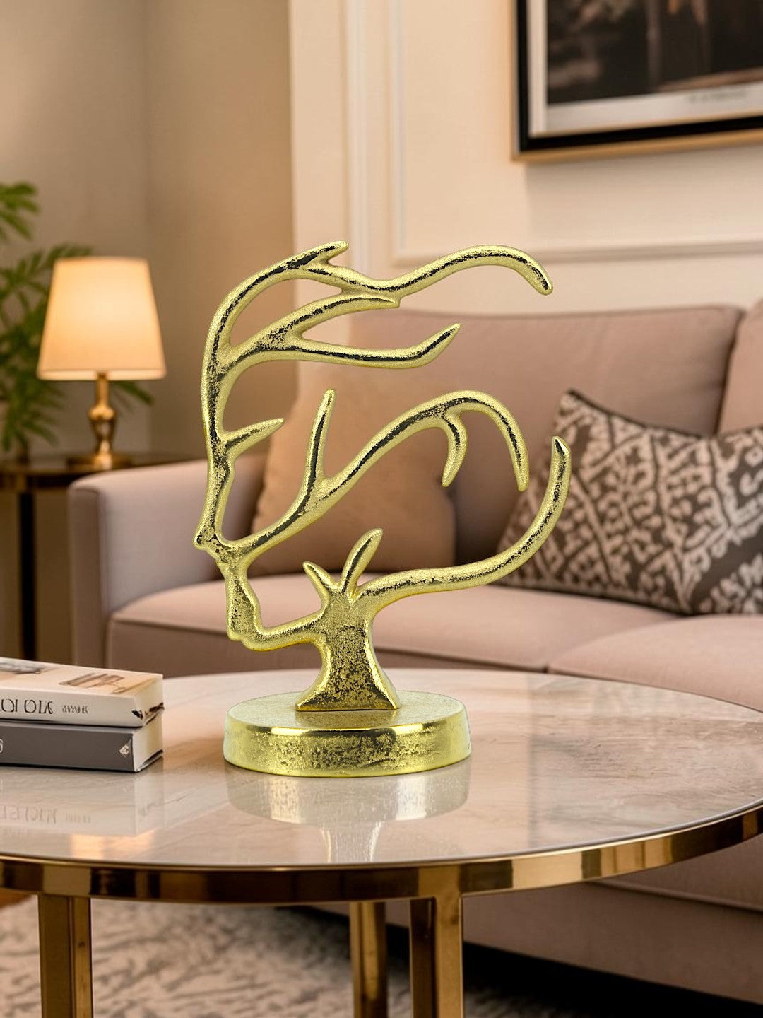 Golden Blossom: Handcrafted Aluminum Girl Artistic Sculpture Ornament